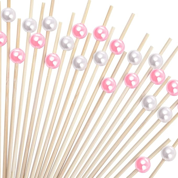 Blulu 200 Pieces Cocktail Picks 4.7 Inch Fruit Sticks Pearl Bamboo Toothpicks for Wedding Birthda... | Amazon (US)