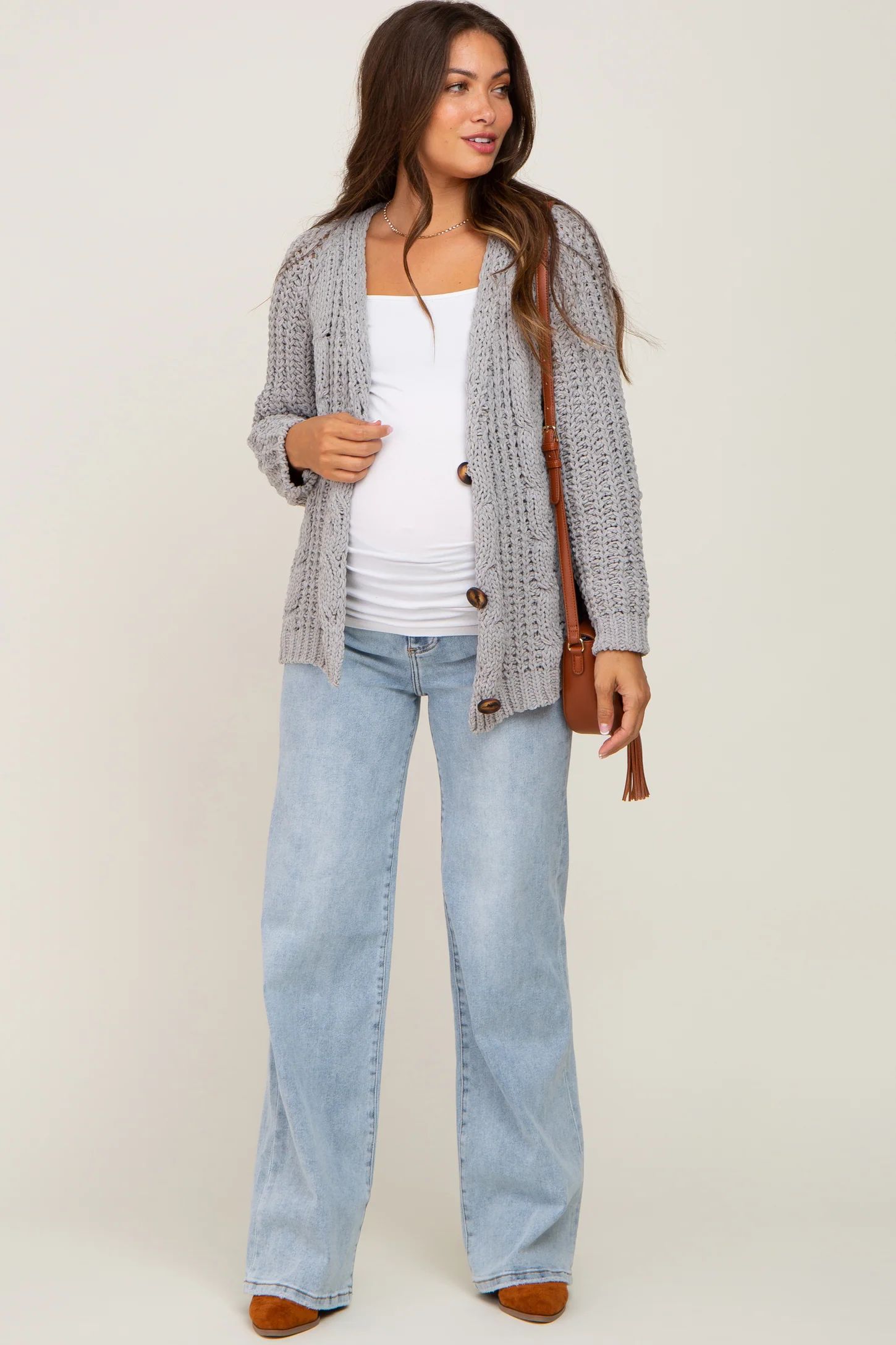 Light Blue Wide Leg Maternity Jeans | PinkBlush Maternity