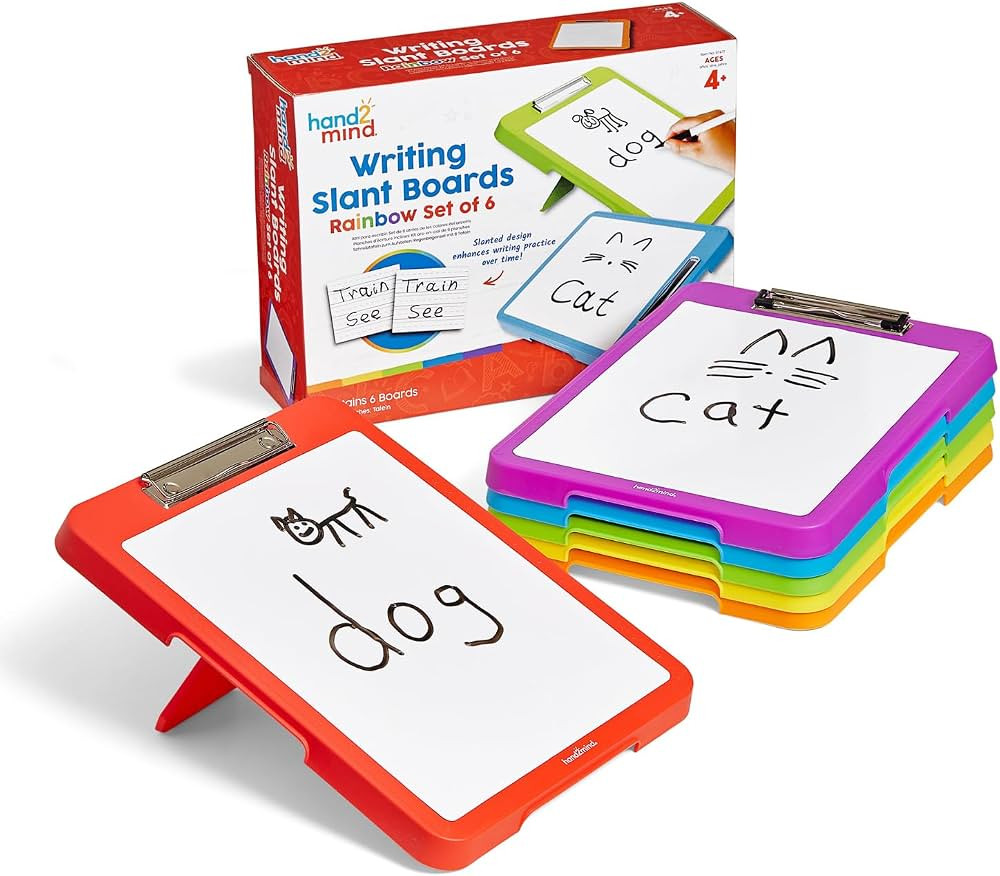 hand2mind Rainbow Writing Slant Boards, Desktop Whiteboard, Dry Erase Clipboard, Reusable Handwri... | Amazon (US)