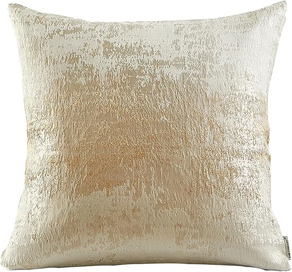 Cream Pillow Covers Gold Splashed Throw Pillow Covers Reversed Soft Velvet Beige Gold Square Cush... | Amazon (US)