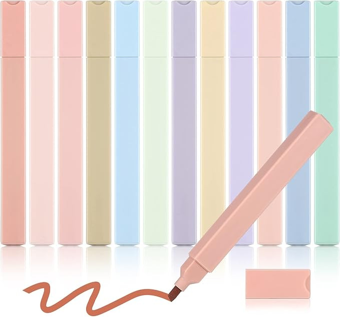 12 Pieces Aesthetic Highlighters Bible Highlighters and Pens No Bleed with Chisel Tip Pastel Mark... | Amazon (US)