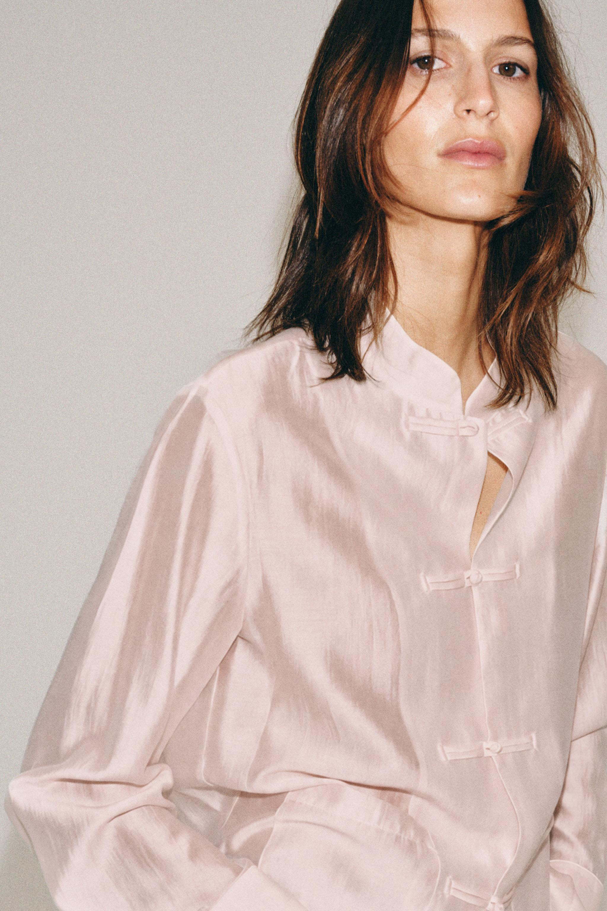 ZW COLLECTION SATIN SHIRT WITH FROG FASTENING | Zara UK