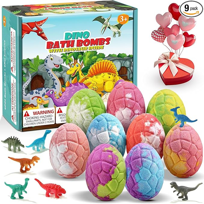 Bath Bombs for Kids with Dinosaur Toys Inside, Valentines Day Gifts for Kids, Easter Basket Stuff... | Amazon (US)