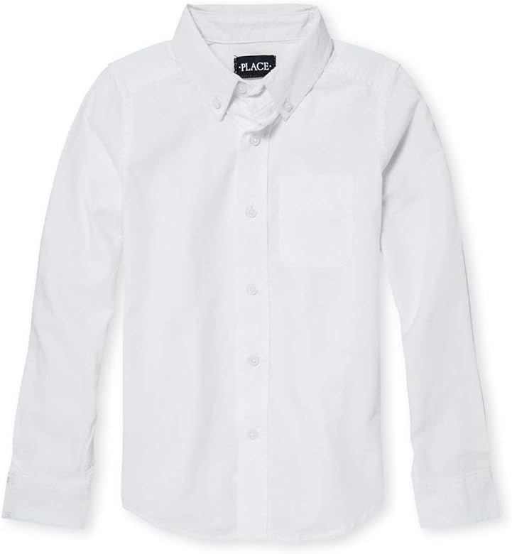 The Children's Place Boys' Little Long Sleeve Uniform Oxford Shirt, WHITE 5063, Small/5/6 | Amazon (US)