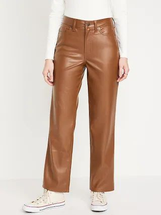 High-Waisted OG Loose Faux-Leather Pants | Old Navy (US)