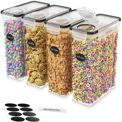 Cereal Airtight Food Storage Containers For Flour & Sugar Including 1 Marker & 8 Labels | Wayfair Professional