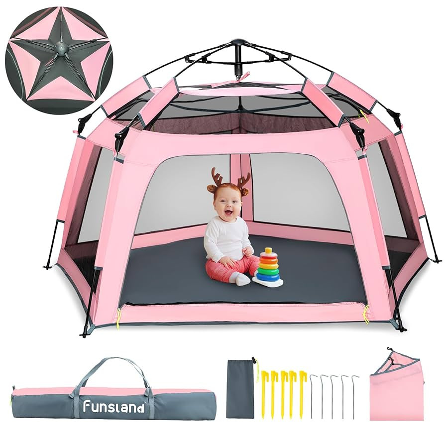 Baby Playpen Pop-up Tent - Outdoor & Indoor Play Tent for Beach with Canopy Travel Bag Portable P... | Amazon (US)