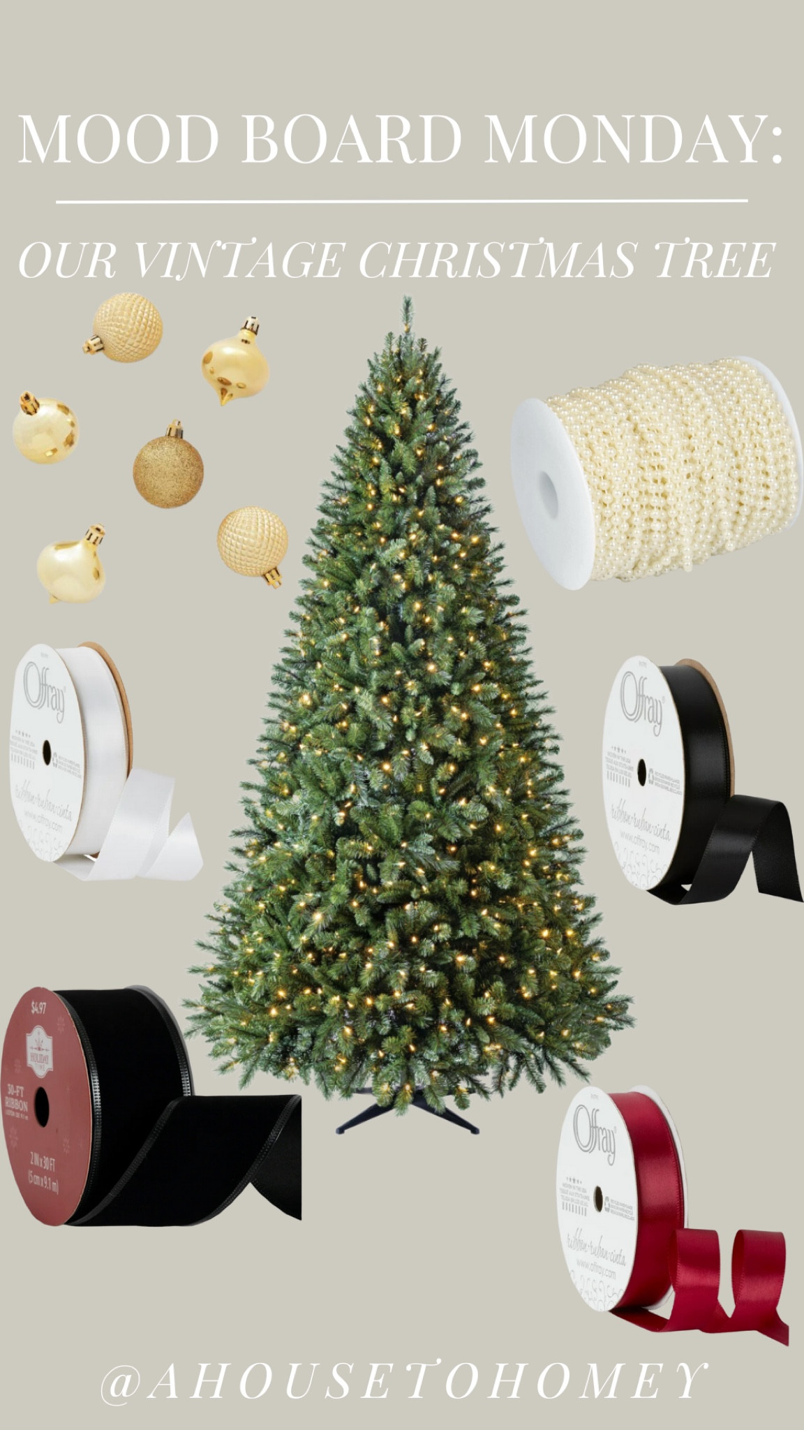 Moodboard Monday: Our Vintage Christmas Tree

We did an assortment of colors with the satin & velvet bows on our tree. A single roll of each of these went a long way! 