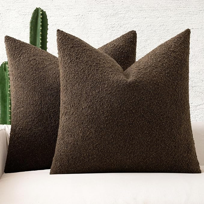 MIULEE Set of 2 Decorative Couch Pillow Covers 18x18 Inch Chocolate Neutral Throw Pillows Texture... | Amazon (US)