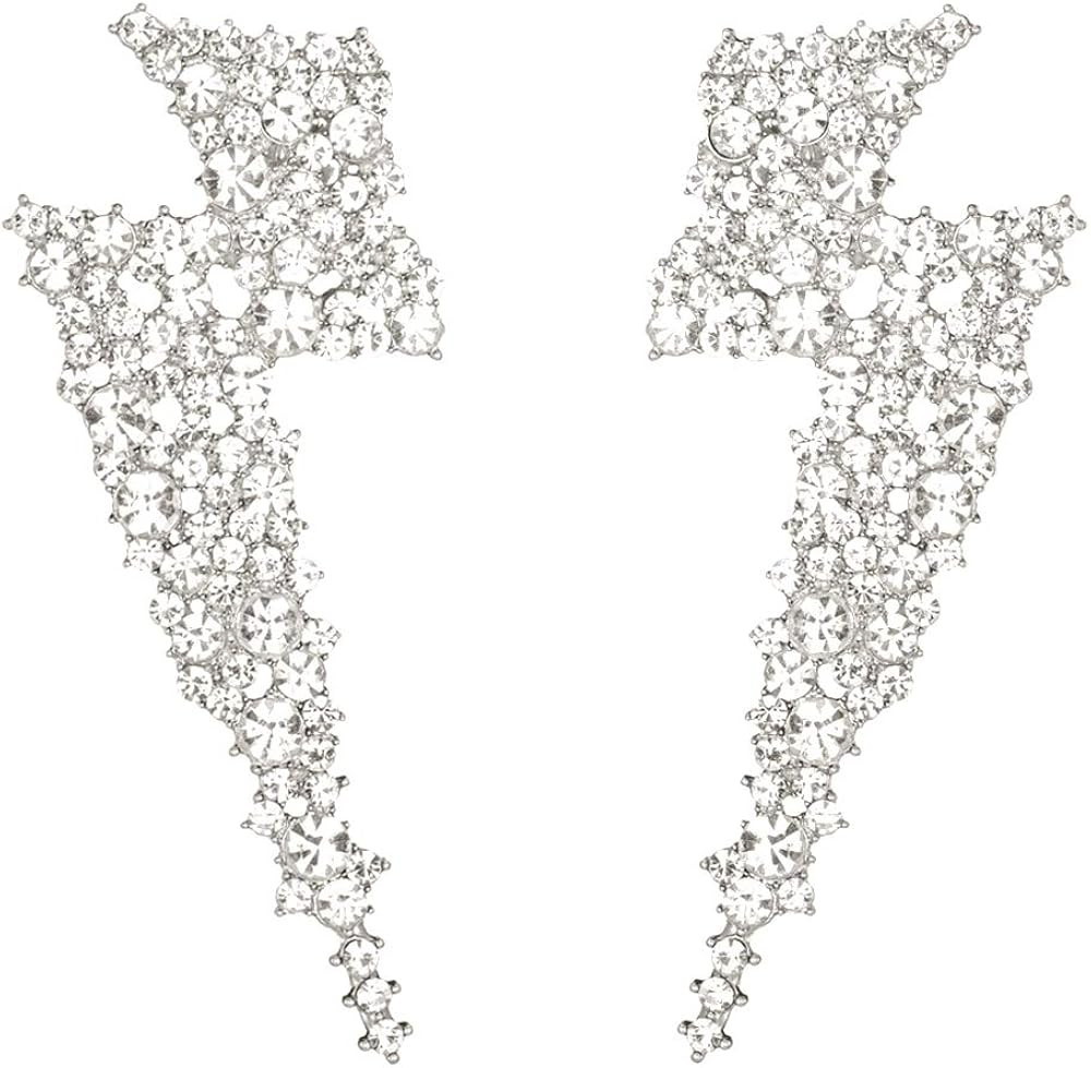 Crystal Lightning Bolt Dangle Earrings, Flash Statement Earrings for Women Dangling KELMALL COLLE... | Amazon (US)