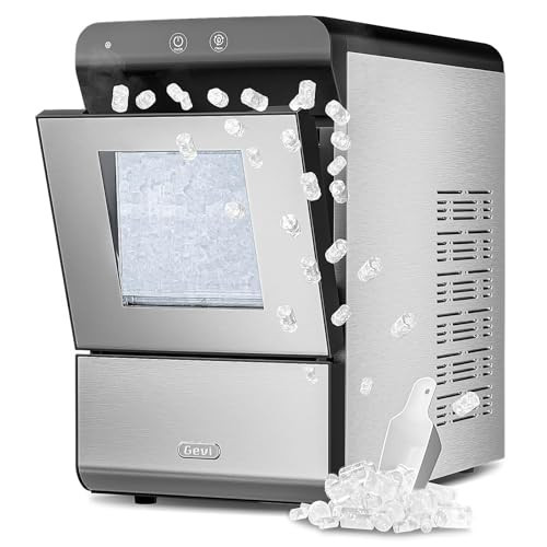 Gevi V2.0 Countertop Gemi Nugget Ice Maker with Viewing Window | Self-Cleaning Pebble Ice Machine | Open and Pour Water Refill | Stainless Steel Housing | 16.7''H Fits Under Wall | Amazon (US)