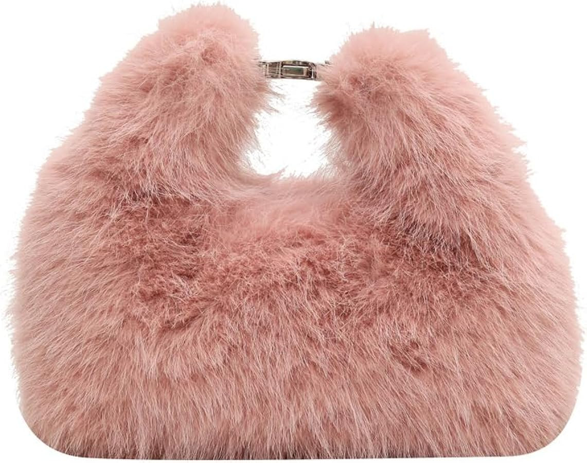 Ulisty Women Small Faux Fox Fur Clutch / Shoulder / Crossbody Bag - Mini Furry Evening Bag | Amazon (US)