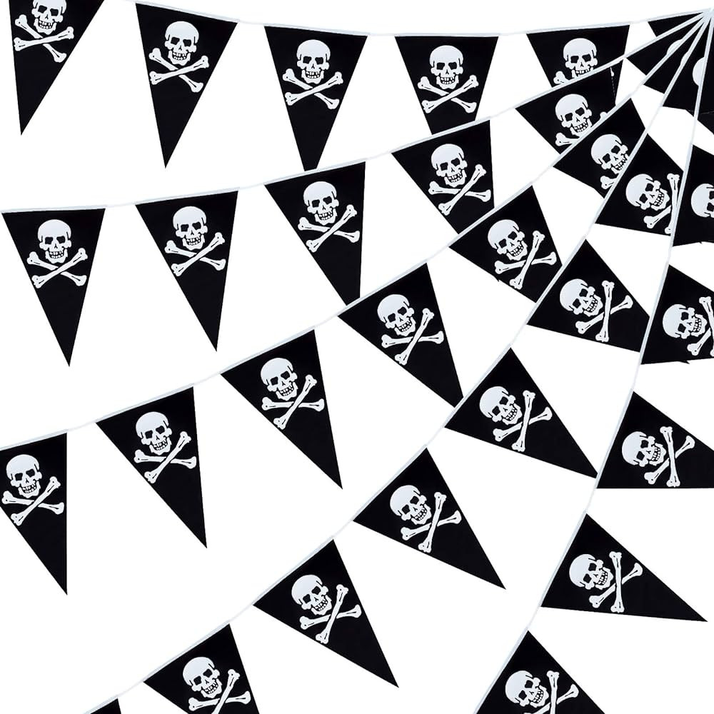 Tatuo 60 Pcs Pirate Banner Pirate Birthday Party Decorations Pirate Skull Pennant Flags Pirate Sh... | Amazon (US)
