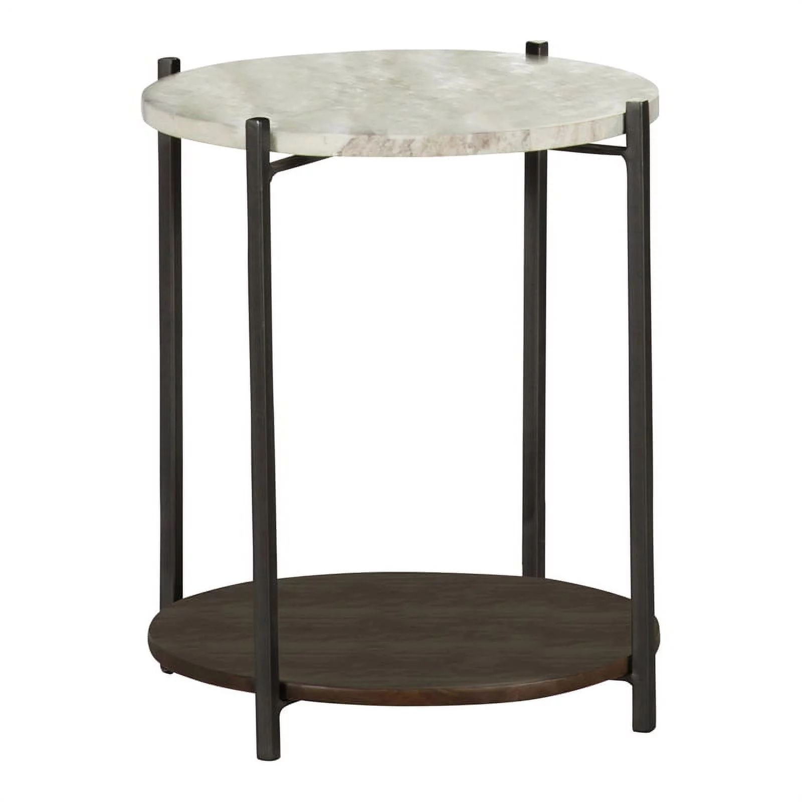 Noemie Round Accent Table with Marble Top White and Gunmetal | Walmart (US)