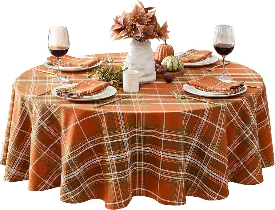 Newbridge Thanksgiving Culloden Plaid Fabric Weave Tablecloth Traditional Bold Rust Green 100% Co... | Amazon (US)