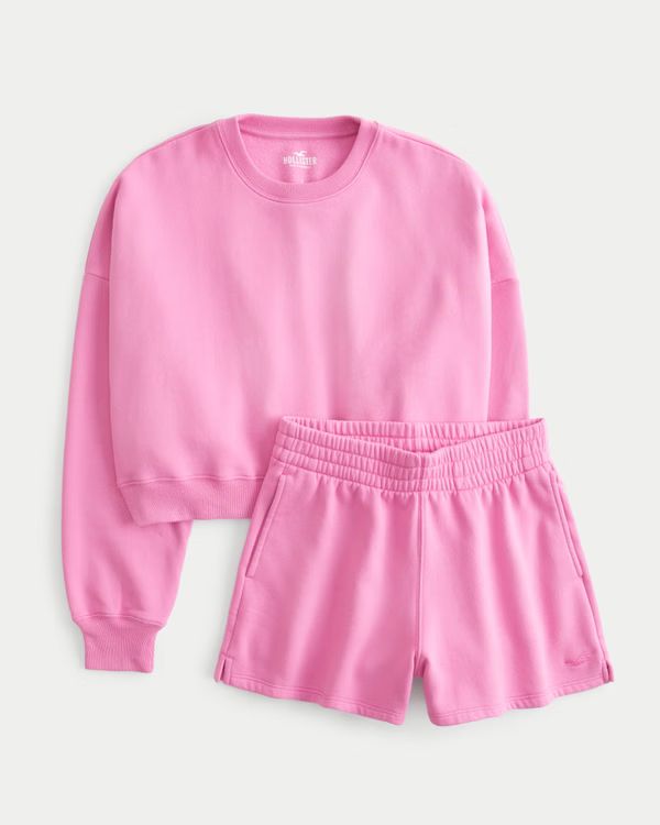 Women's Easy Sweatshirt & Fleece Shorts Bundle | Women's Tops | HollisterCo.com | Hollister (US)