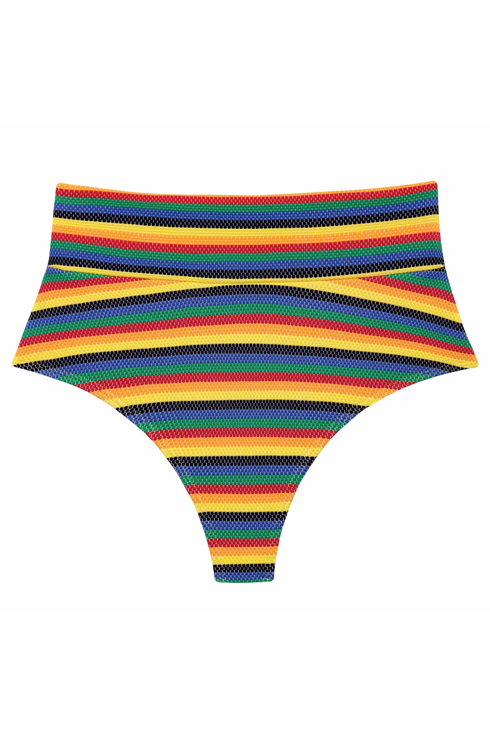 Caribbean Stripe Added Coverage High Rise Bikini bottom | Montce