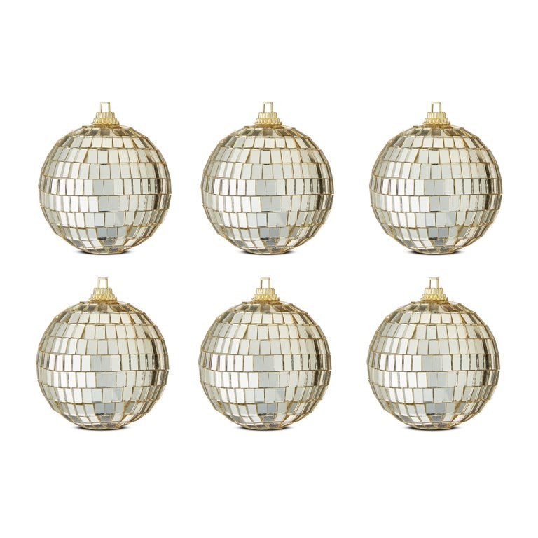 Gold Mirror Ball Christmas Ornaments, 6 Count, by Holiday Time | Walmart (US)