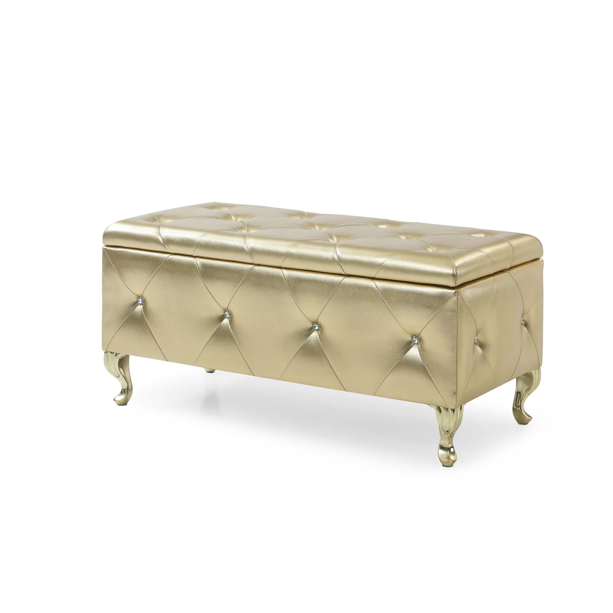 AC Pacific Gold Crystal Tufted Storage Bench | Walmart (US)