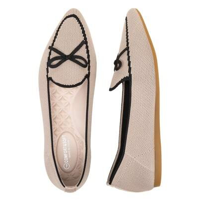 BEJINASH Women's Loafer Flats Casual Knit Fabric Lightweight Dressy Shoes Washable Elegant Pointed-Toe Lace-Up Bow Shoes Comfortable Ballet Shoes For | SHEIN