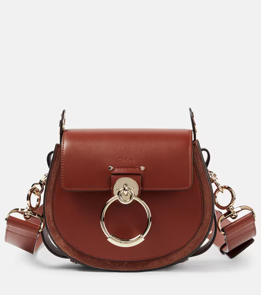 ChloÃ© Tess Small suede-trimmed leather shoulder bag | Mytheresa (US/CA)