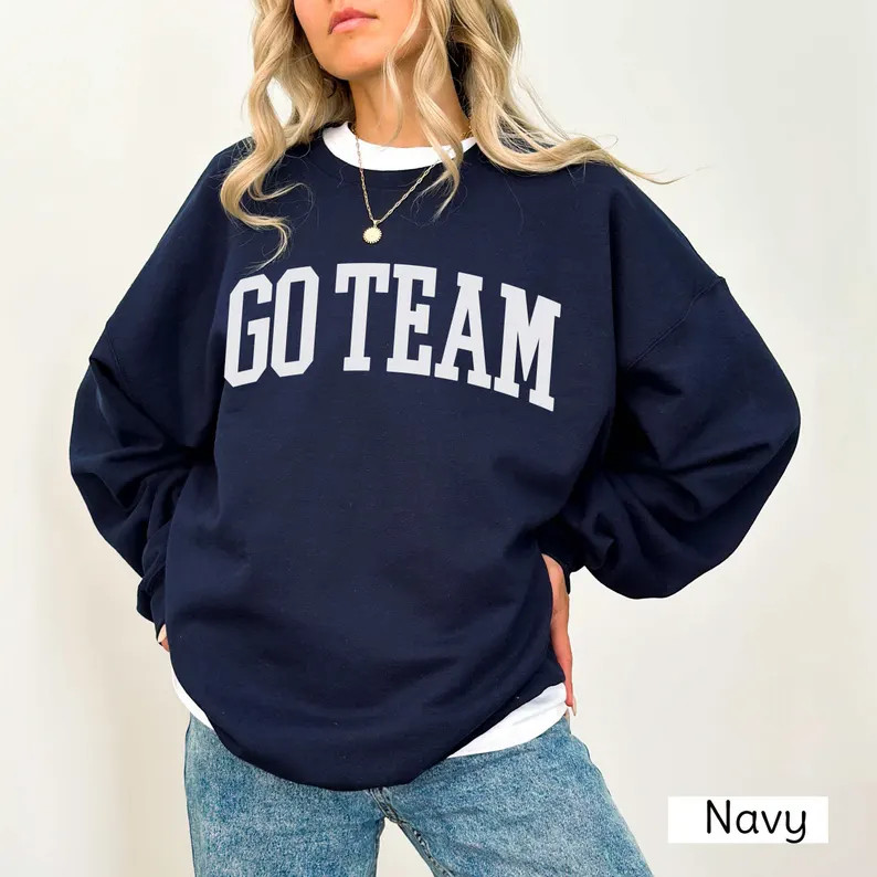 Unisex Go Team Sweatshirt, Go Sports Game Day Crewneck, Oversized Red Varsity Sports Sweatshirt, ... | Etsy (US)