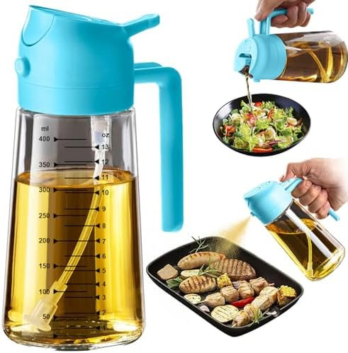 TrendPlain 16oz/470ml Glass Olive Oil Sprayer for Cooking – 2 in 1 Olive Oil Dispenser Bottle f... | Amazon (US)