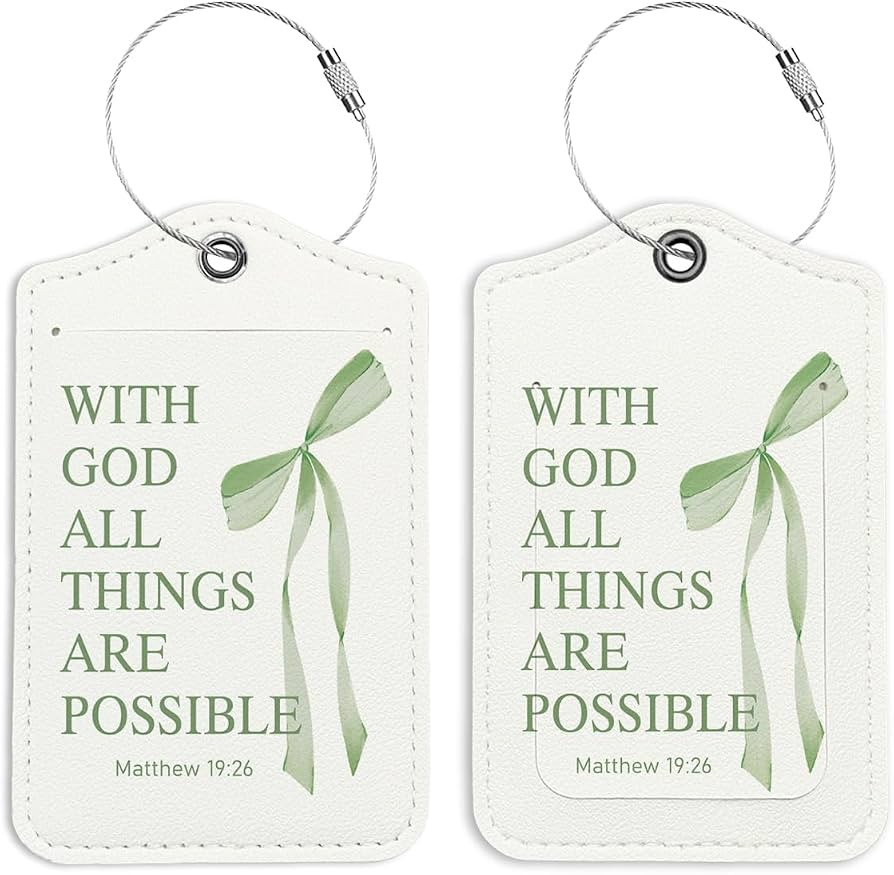 Coquette Sage Green Bow Luggage Tags for Suitcases, Cute Luggage Tags for Women, Bible Verses Bow... | Amazon (US)