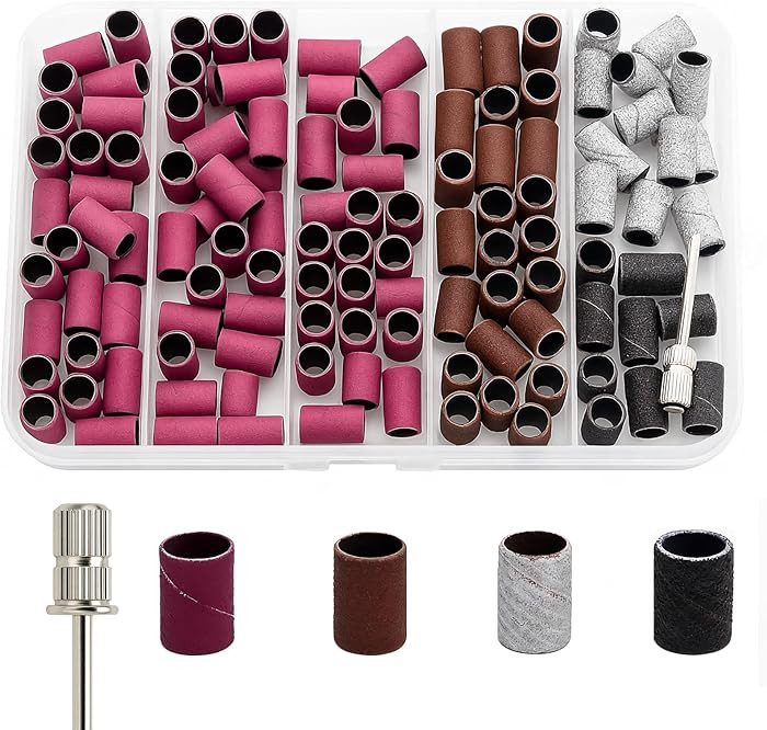 Nail Drill Bits, 145 Pcs Nail Drill Sanding Bands Set - 80# 120# 180# 240# Fine Grit File Sanding... | Amazon (US)