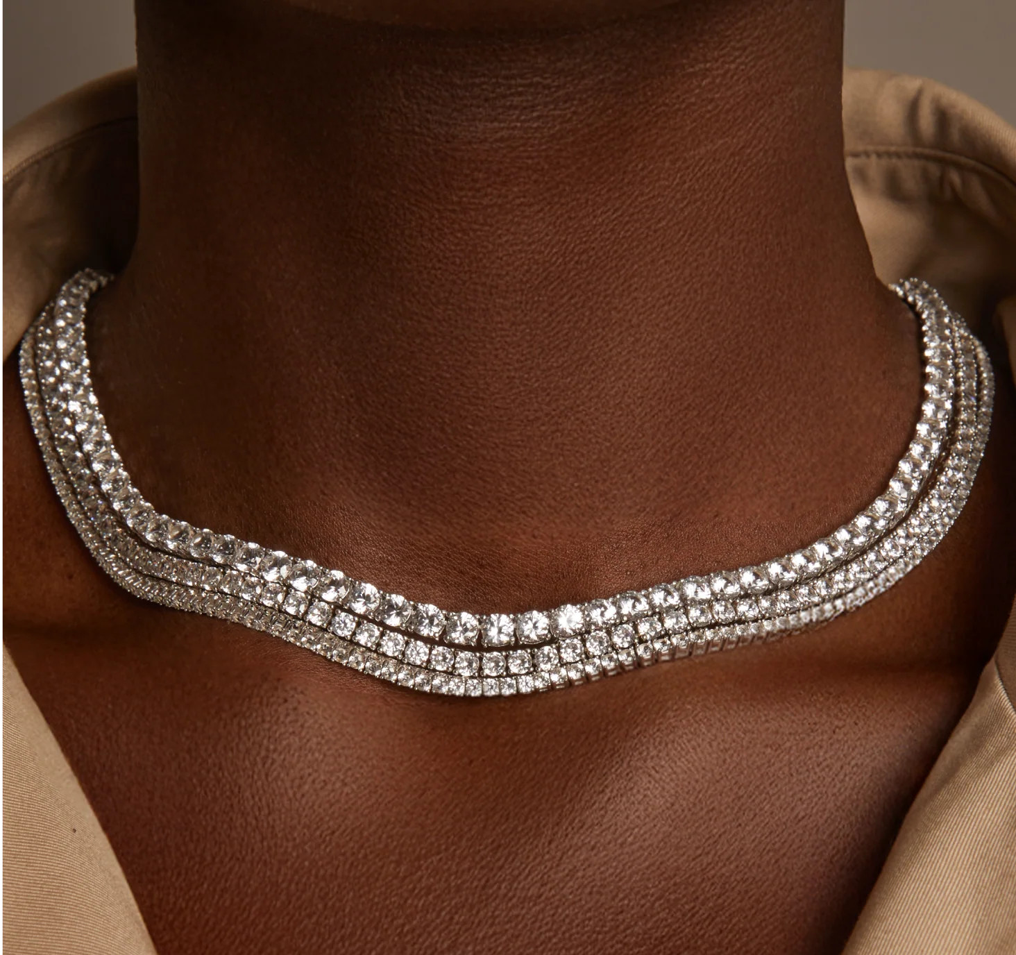 Lab Grown White Sapphire Tennis Necklace | AUrate New York