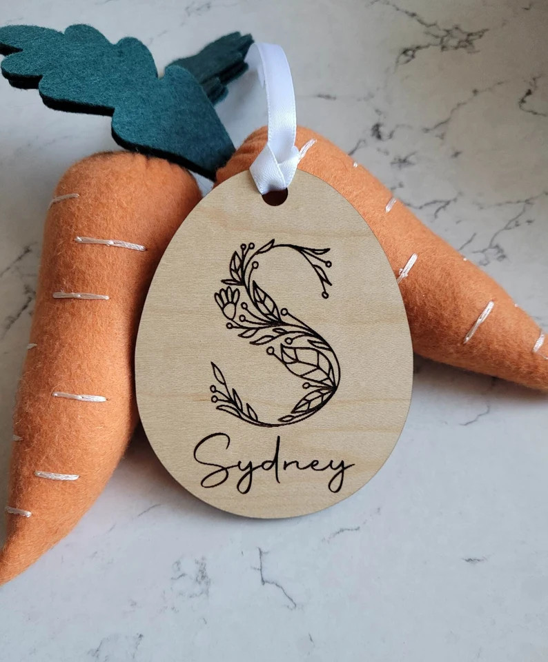 Floral Initial Easter Basket Tags | Etsy (US)