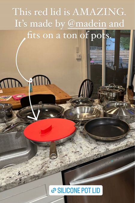 So I started going through all of my pots and pans to make sure everything had a lid and figured out I had 3 lids I didn’t even need! This red silicone lid is amazing and fits on a ton of pots 

#LTKhome