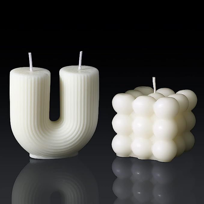 2 Pieces Scented Bubble Candle and U Shaped Candle Set Long Lasting Aesthetic Candle Decorative Soy  | Amazon (US)