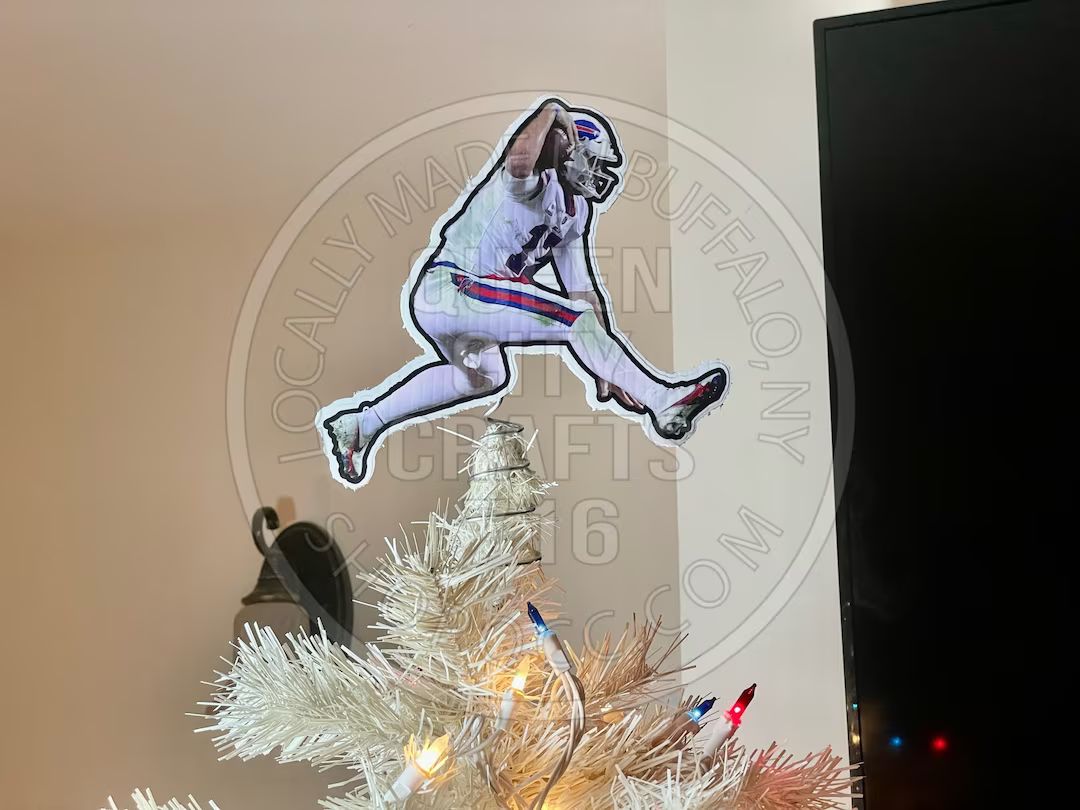 Buffalo Quarterback Jumping Over Christmas Tree Topper | Etsy (US)