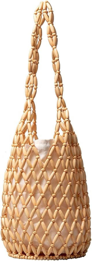 Handmade Woven Bucket Bag Drawstring Handbag for Women Summer Beach Bag Bohemian Clutch Bag Retro... | Amazon (US)