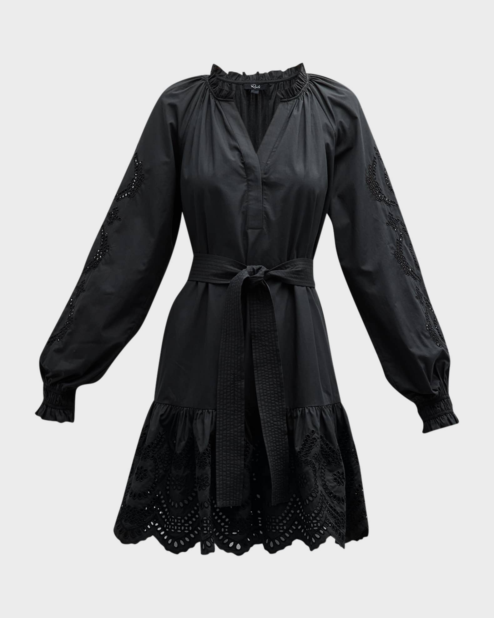 Saylor Embroidered Long-Sleeve Mini Dress | Neiman Marcus