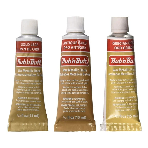 Amaco Rub 'N Buff Wax Metallic Finish, 3 Color Gold Assortment (Gold Leaf, Antique Gold, Grecian ... | Walmart (US)