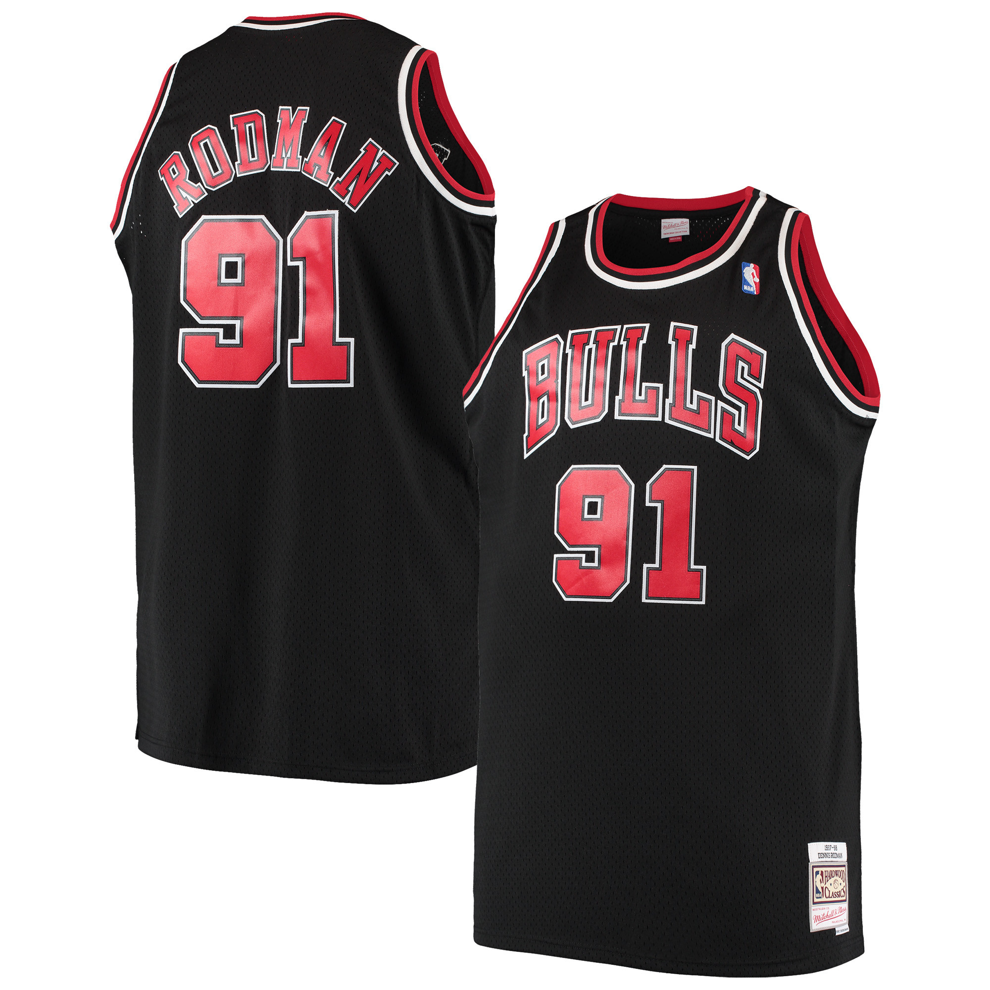 Men's Mitchell & Ness Dennis Rodman Black Chicago Bulls Big & Tall Hardwood Classics Swingman Jersey | Fanatics