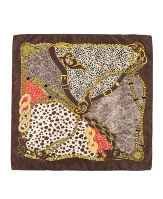 Marcus Adler Animal Print Satin Square Scarf - Brown | Macy's