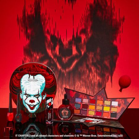 Makeup Revolution It collection for Halloween 2023 / not my photo / spooky goth gothic horror character movie It Pennywise the clown eyeshadow lip products creepy scary makeup collection  

#LTKHalloween #LTKbeauty