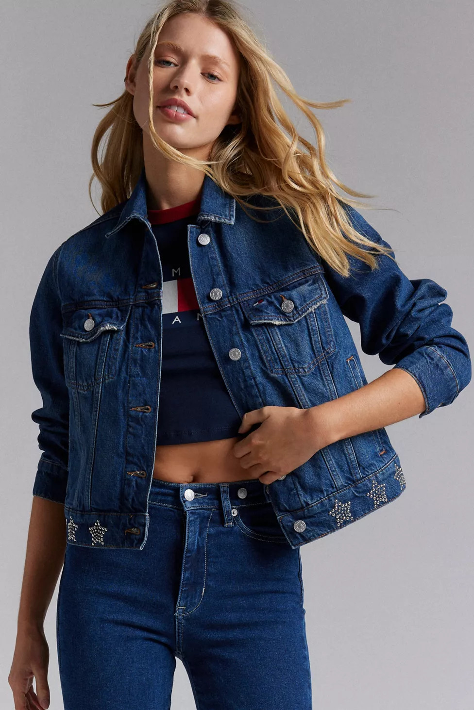 Tommy Jeans Studded Star Denim Trucker Jacket | Urban Outfitters (US and RoW)