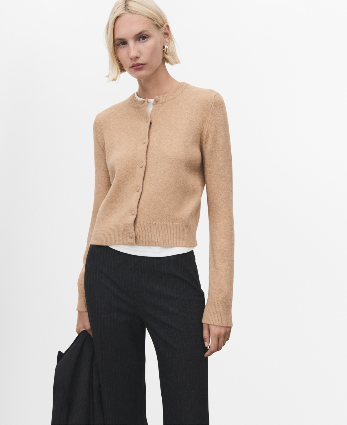 Mango Women's Knitted Button Cardigan - Medium Brown | Macy's