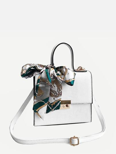 Twilly Scarf Flap Satchel Bag | SHEIN