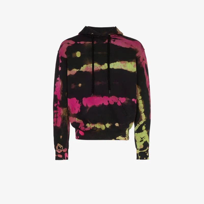 Stain Shade pink and green tie dye cotton hoodie | Browns Fashion