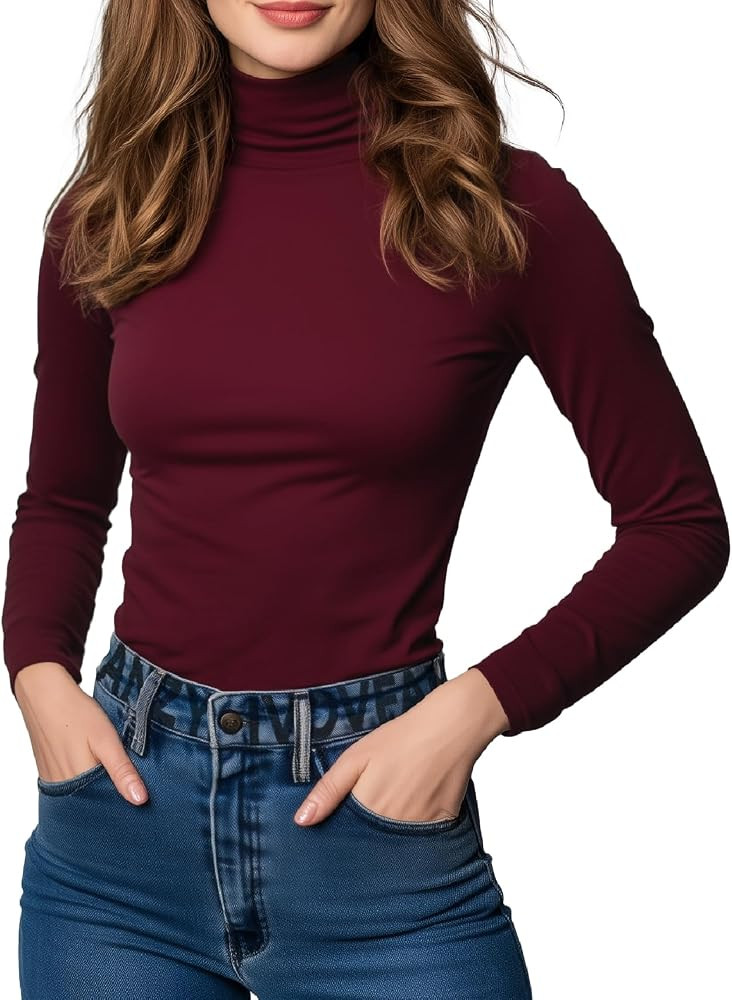 Women's Turtleneck Long Sleeve Shirts Thermal Base Layer Underwear Tops Lightweight Undershirt | Amazon (US)