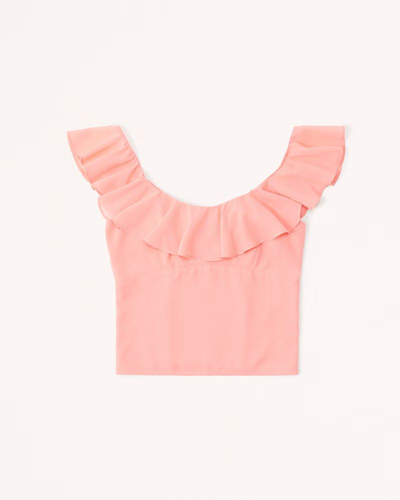 Ruffle Scoopneck Top | Abercrombie & Fitch (US)