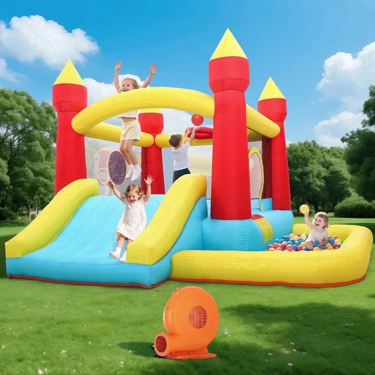 Toiyjofe Inflatable Bounce House with Slide & Ball Pit, Kids Bouncy Castle with Blower, Backyard ... | Walmart (US)