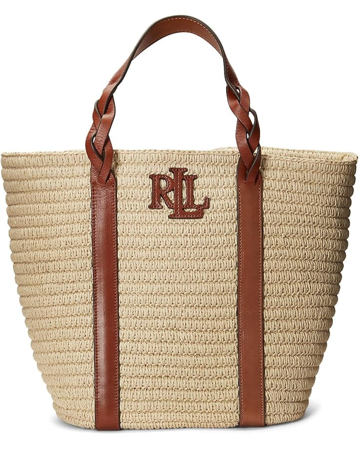LAUREN Ralph Lauren Faux Straw Large Georgia Tote | Zappos