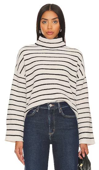 Stay Cozy Sweater in Marshmallow & Black Stripe | Revolve Clothing (Global)