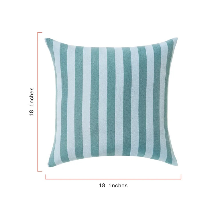 Beautiful 18" x 18" Decorative Outdoor Pillow by Drew Barrymore, Blue Stripe | Walmart (US)